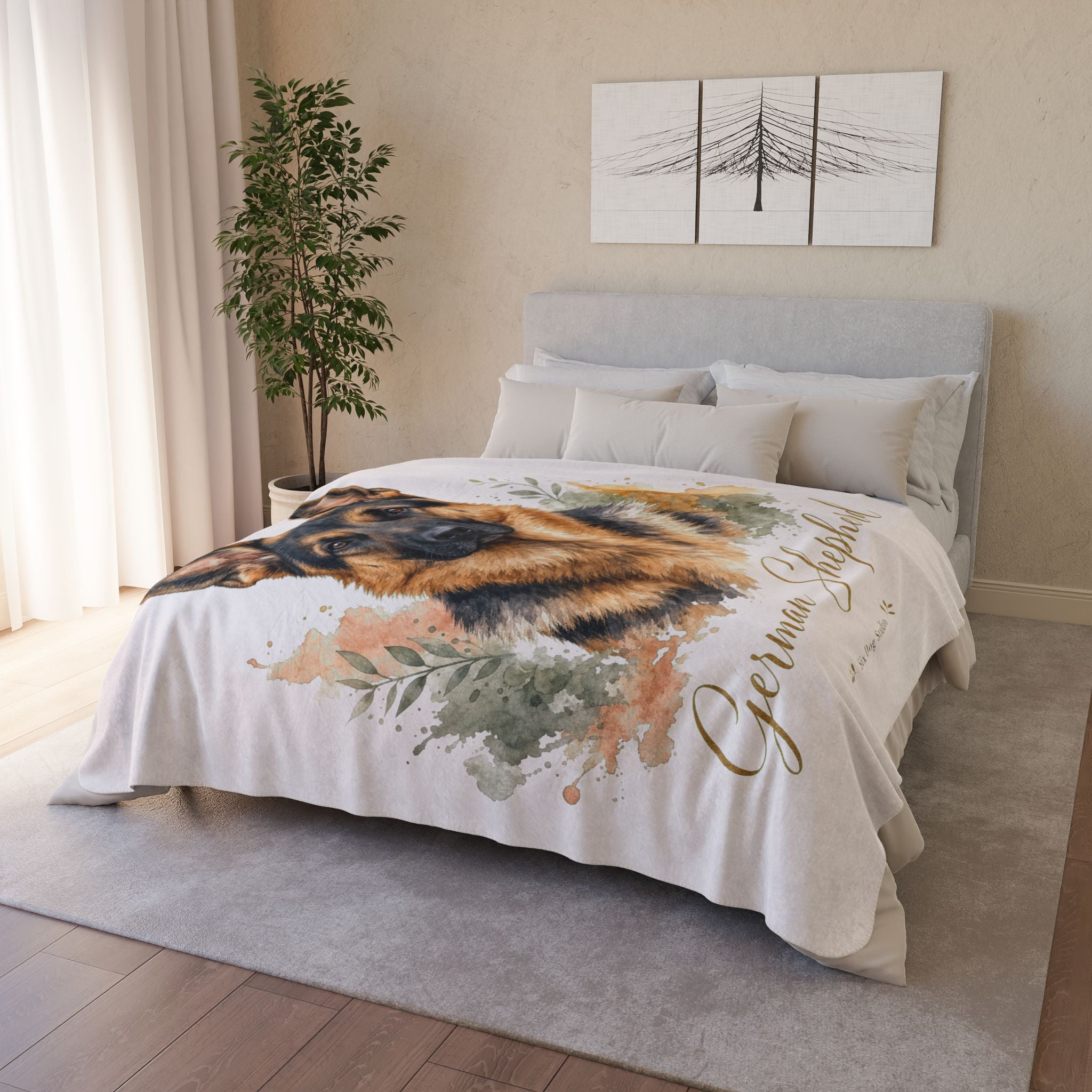 Personalized Sherpa Blanket | Ultra Soft Dog Lover Throw Blanket | Cozy German Shepherd Gift | Plush Fleece Blanket for Home