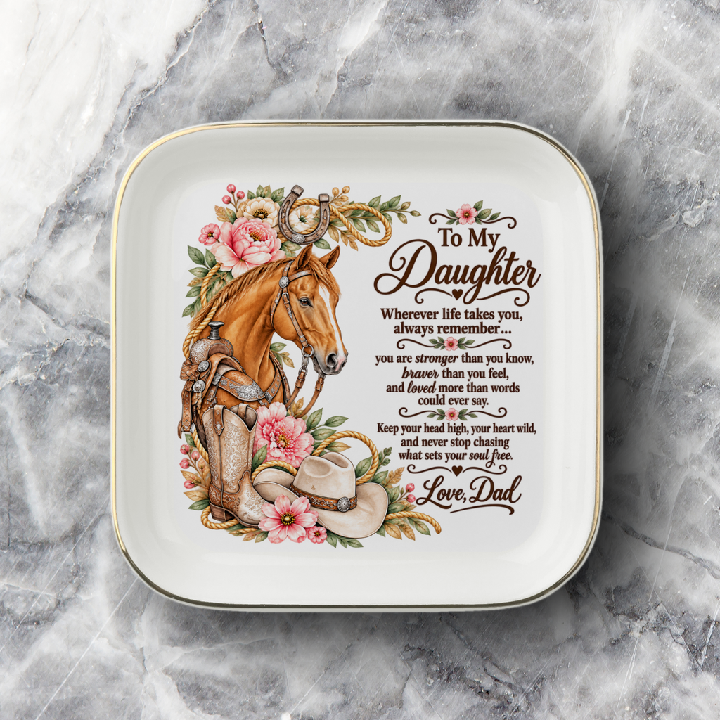 To My Daughter Western Horse Keepsake Plate — Gift From Dad