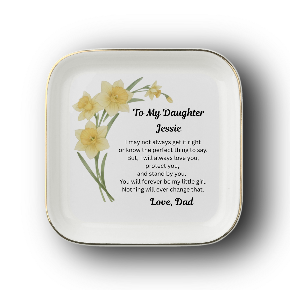 Personalized Daughter Keepsake Dish from Dad – Birth Flower - Sentimental