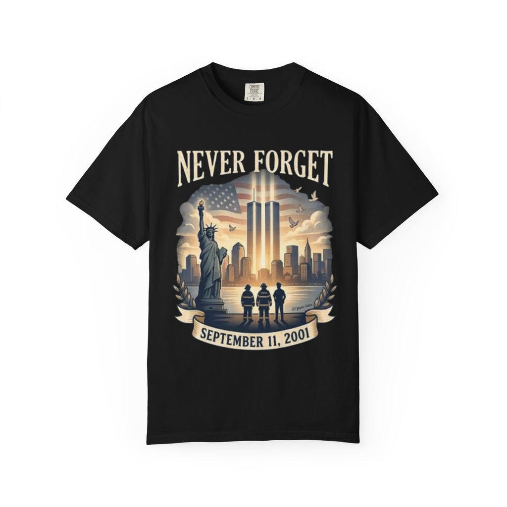 Never Forget 9/11 Memorial T-Shirt — September 11, 2001 Tribute Tee