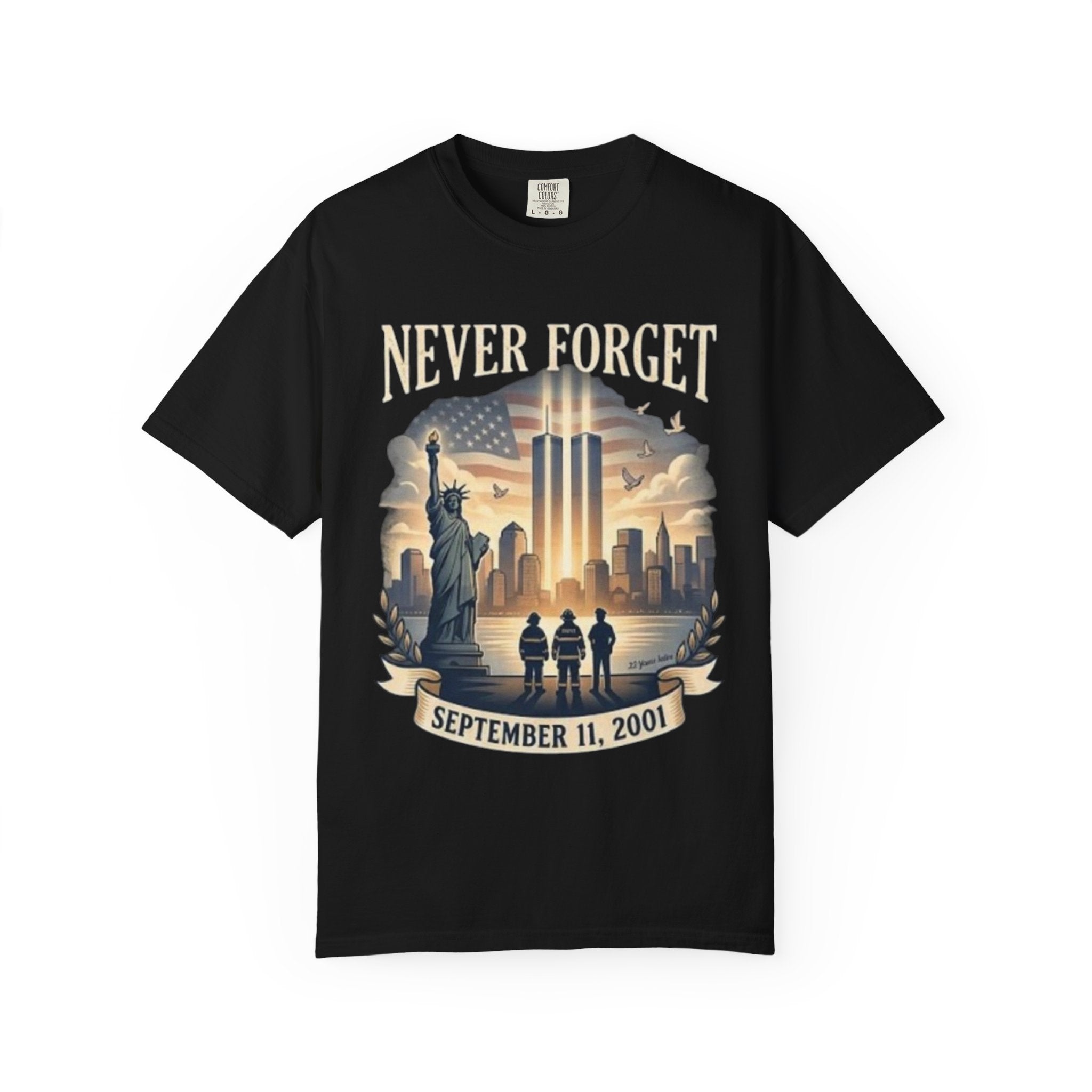 Never Forget 9/11 Memorial T-Shirt — September 11, 2001 Tribute Tee