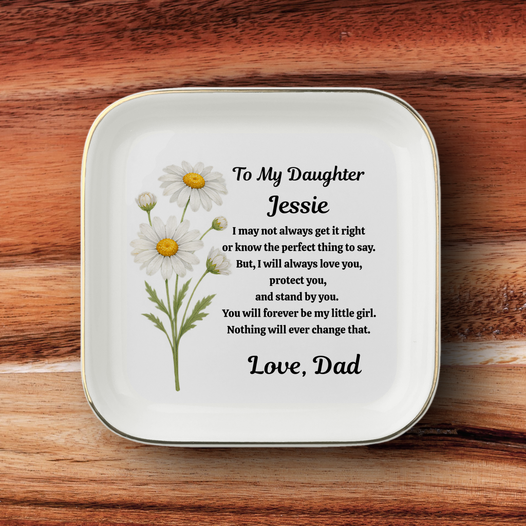Personalized Daughter Keepsake Dish from Dad – Birth Flower - Sentimental