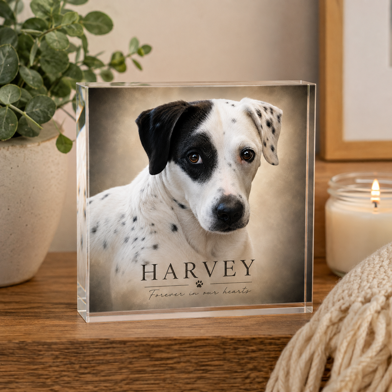 Personalized Pet Memorial Acrylic Block | Custom Dog Memorial Gift | Forever in Our Hearts Photo Keepsake | Sympathy Gift for Dog Lovers