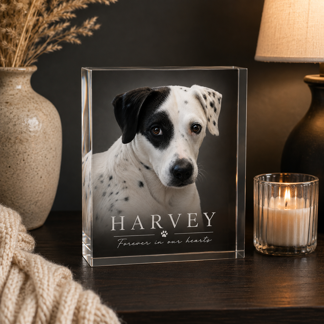 Personalized Pet Memorial Acrylic Block | Custom Dog Memorial Gift | Forever in Our Hearts Photo Keepsake | Sympathy Gift for Dog Lovers