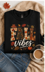 Fall Vibes Crewneck Sweatshirt | Cozy Autumn Sweatshirt for Women | Cute Pumpkin & Leaves Graphic Sweatshirt | Soft Unisex Fall Pullover