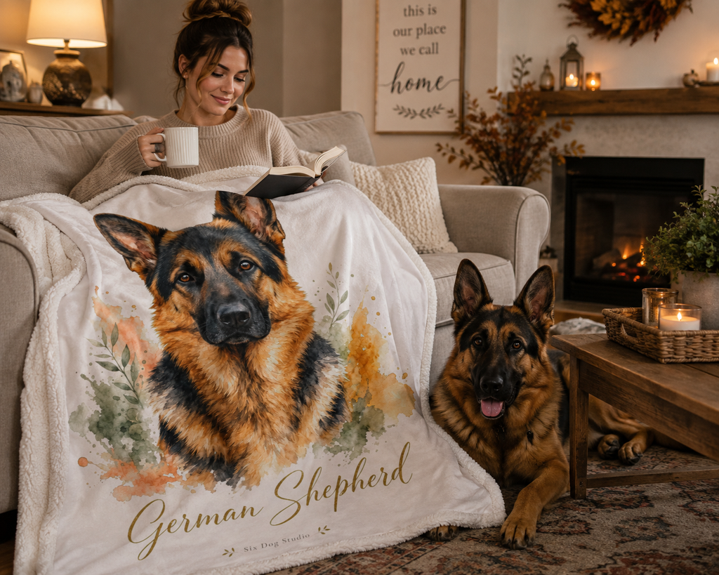 Personalized Sherpa Blanket | Ultra Soft Dog Lover Throw Blanket | Cozy German Shepherd Gift | Plush Fleece Blanket for Home