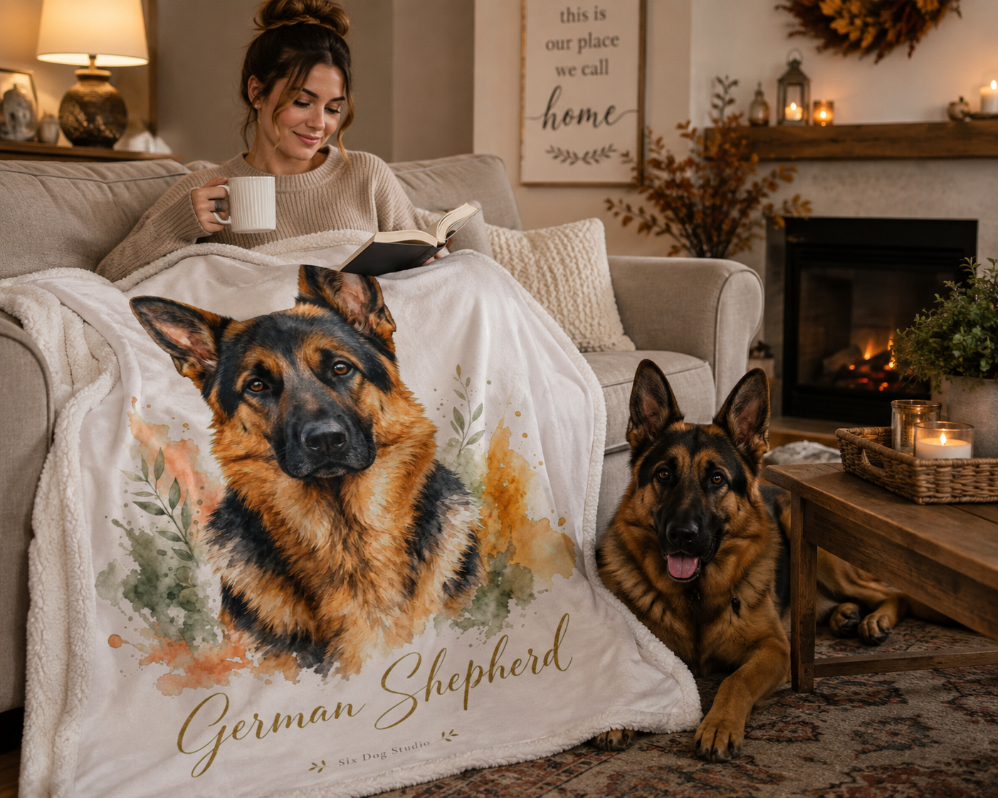 Personalized Sherpa Blanket | Ultra Soft Dog Lover Throw Blanket | Cozy German Shepherd Gift | Plush Fleece Blanket for Home