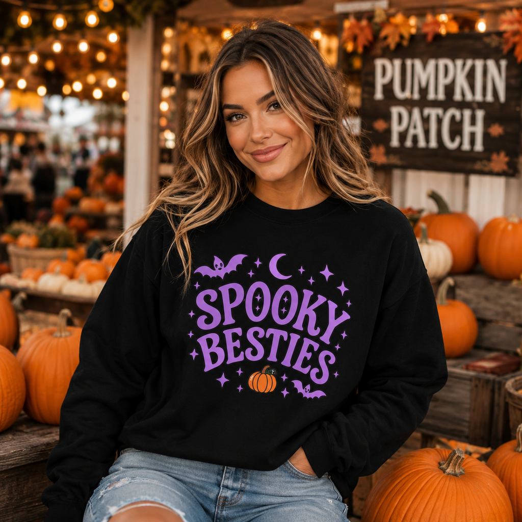 Spooky Besties Halloween Sweatshirt | Cute Matching Best Friend Crewneck |Heavy Blend™ Crewneck Sweatshirt