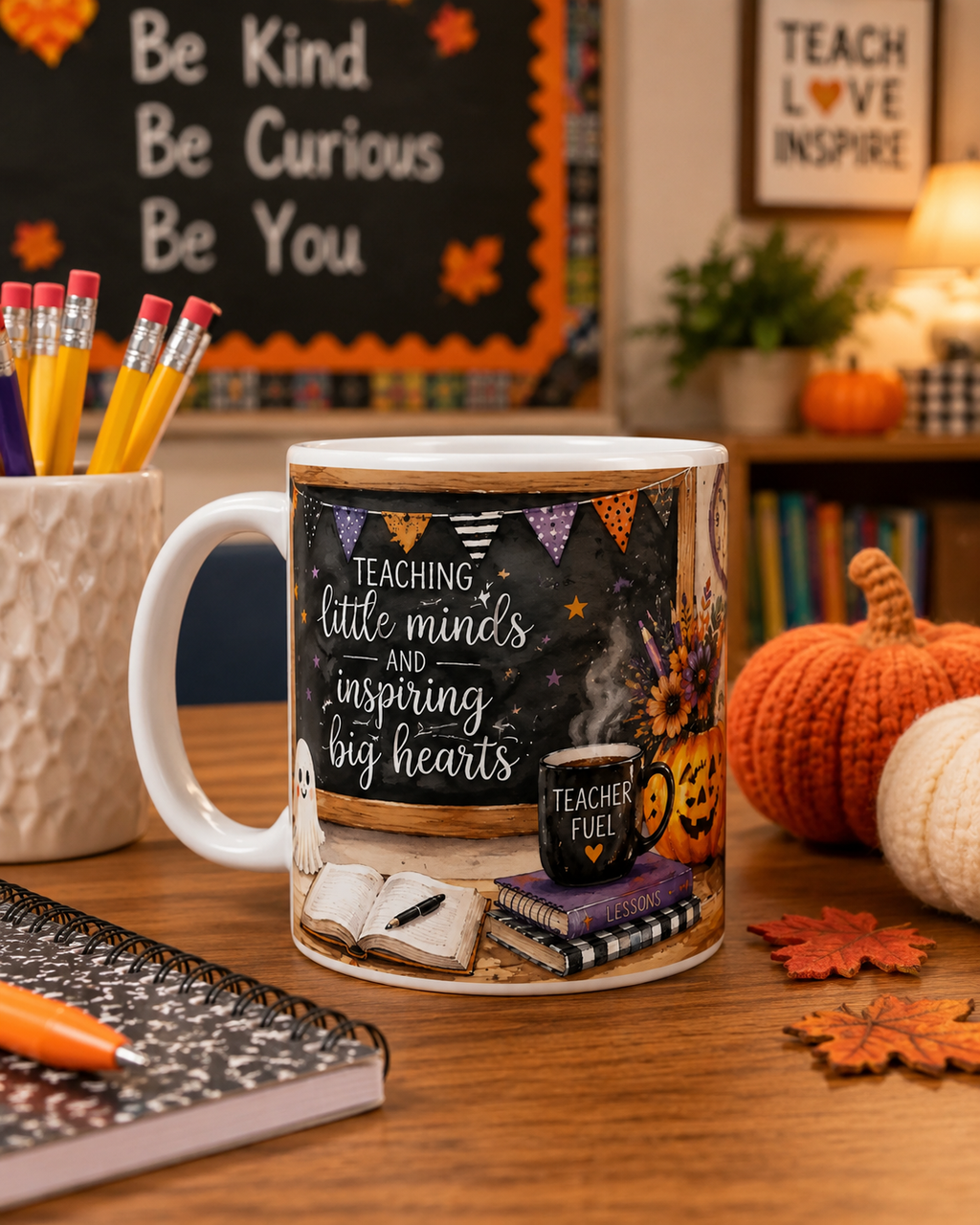 Teaching Little Minds Halloween Mug – Fall Teacher Coffee Cup | 11 oz & 15 oz