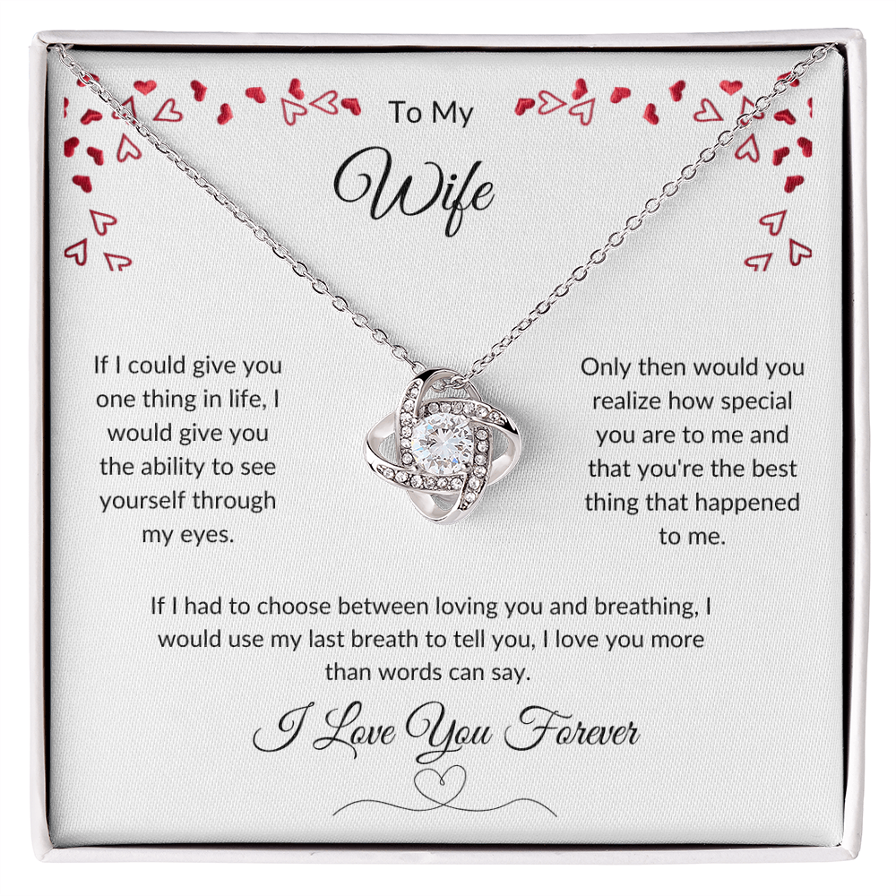 To My Wife Love Knot Necklace | Message Card Gift