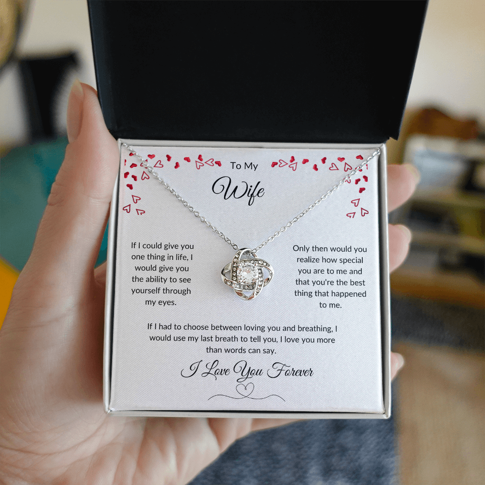 To My Wife Love Knot Necklace | Message Card Gift