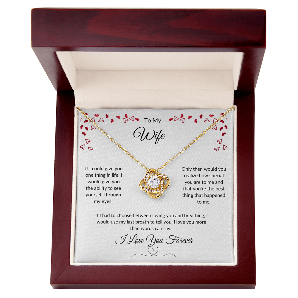 To My Wife Love Knot Necklace | Message Card Gift