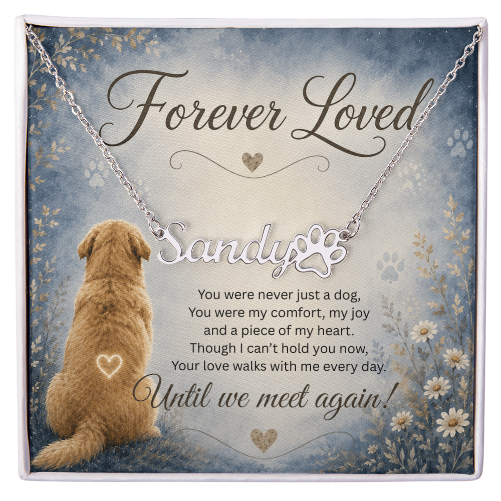 Personalized Dog Name Paw Print Necklace | Pet Memorial Gift