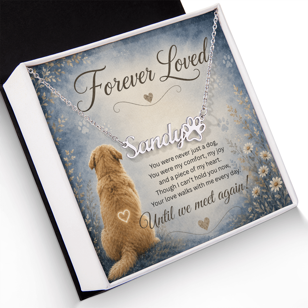 Personalized Dog Name Paw Print Necklace | Pet Memorial Gift