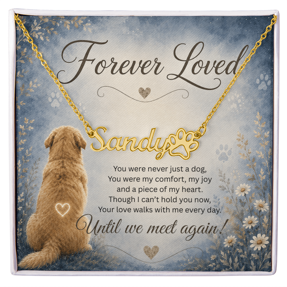 Personalized Dog Name Paw Print Necklace | Pet Memorial Gift