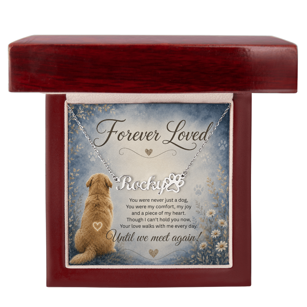 Personalized Dog Name Paw Print Necklace | Pet Memorial Gift
