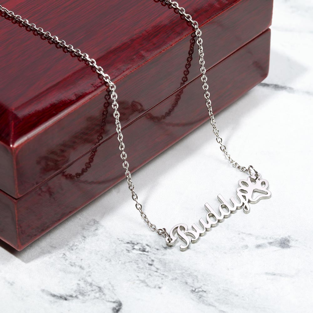 Personalized Dog Name Paw Print Necklace | Pet Memorial Gift