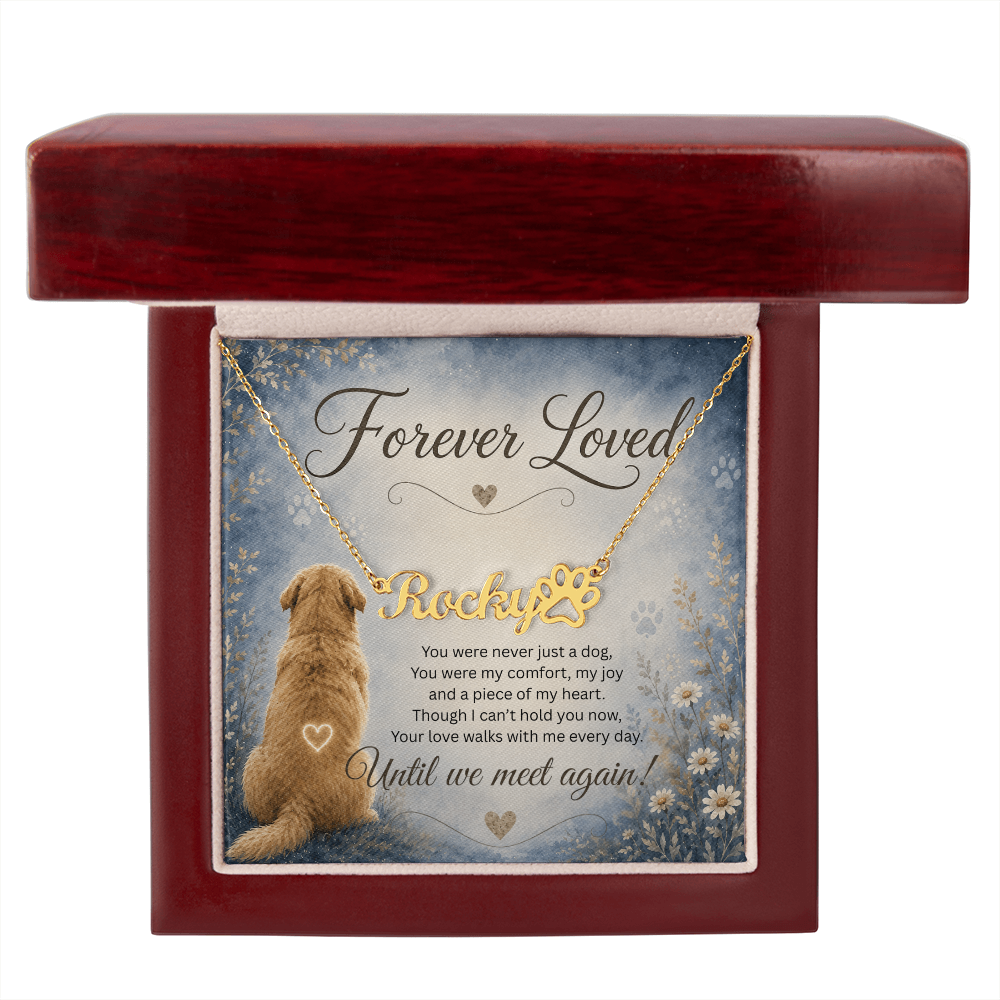 Personalized Dog Name Paw Print Necklace | Pet Memorial Gift