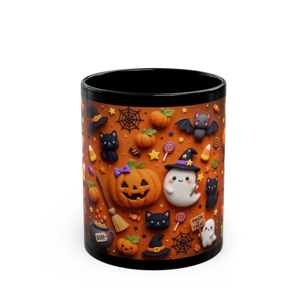 Cute Halloween Mug – Ghost, Pumpkin & Black Cat Coffee Cup | 11 oz & 15 oz