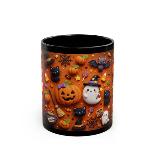 Cute Halloween Mug – Ghost, Pumpkin & Black Cat Coffee Cup | 11 oz & 15 oz