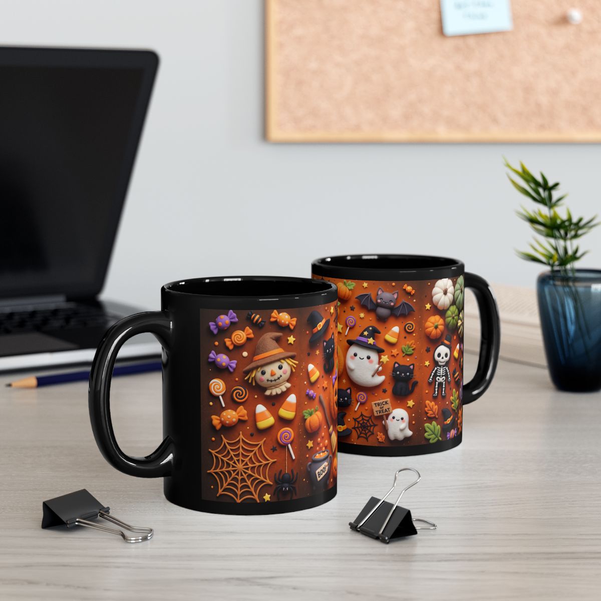 Cute Halloween Mug – Ghost, Pumpkin & Black Cat Coffee Cup | 11 oz & 15 oz