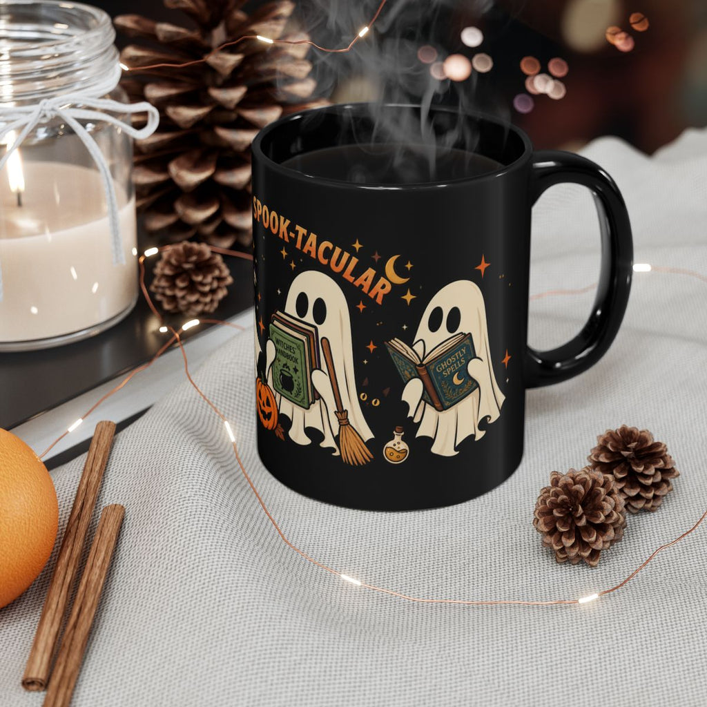 Reading Is Spook-Tacular Halloween Mug – Cute Ghost Book Lover Mug | Black 11 oz & 15 oz