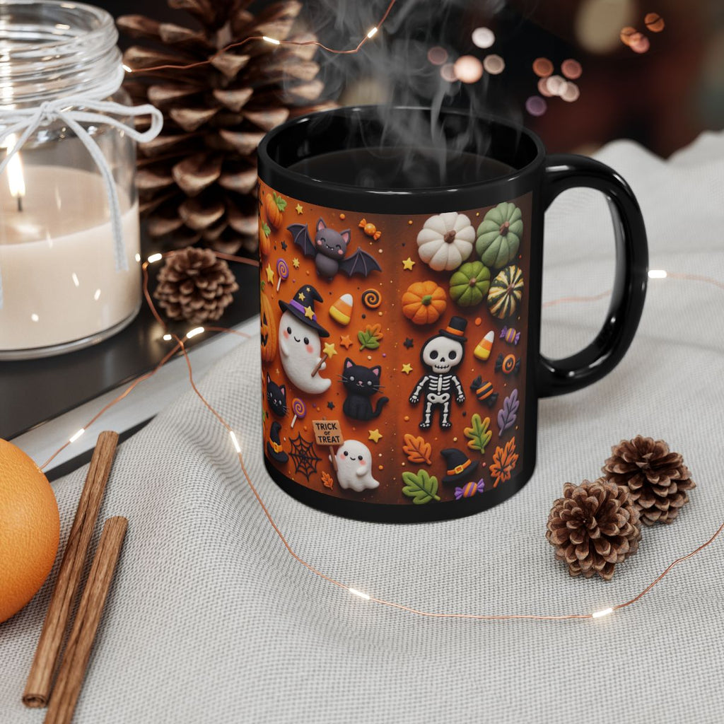 Cute Halloween Mug – Ghost, Pumpkin & Black Cat Coffee Cup | 11 oz & 15 oz