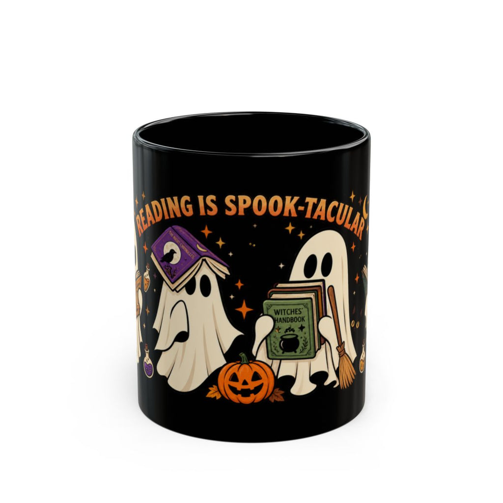 Reading Is Spook-Tacular Halloween Mug – Cute Ghost Book Lover Mug | Black 11 oz & 15 oz