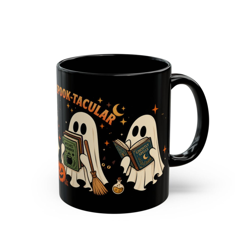 Reading Is Spook-Tacular Halloween Mug – Cute Ghost Book Lover Mug | Black 11 oz & 15 oz