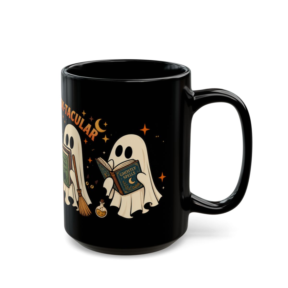 Reading Is Spook-Tacular Halloween Mug – Cute Ghost Book Lover Mug | Black 11 oz & 15 oz