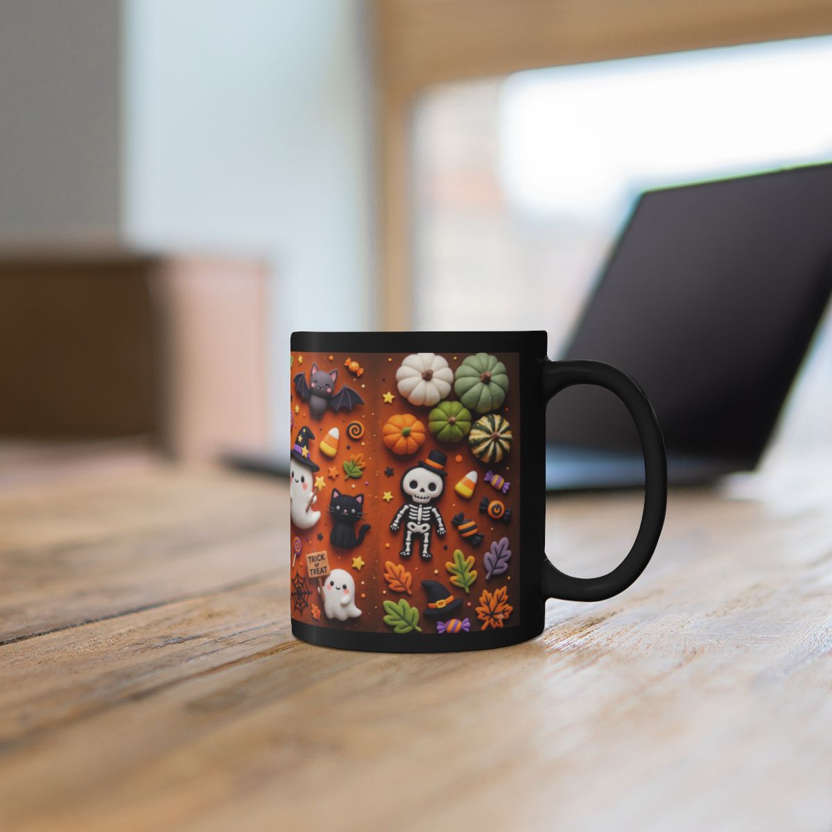 Cute Halloween Mug – Ghost, Pumpkin & Black Cat Coffee Cup | 11 oz & 15 oz