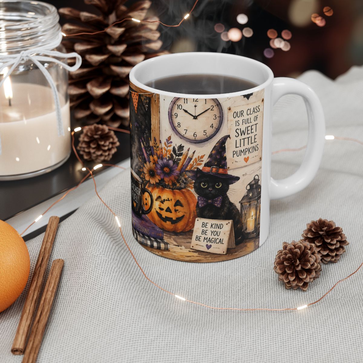 Teaching Little Minds Halloween Mug – Fall Teacher Coffee Cup | 11 oz & 15 oz