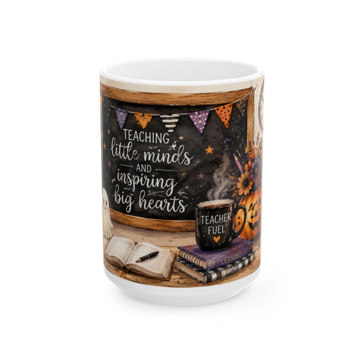 Teaching Little Minds Halloween Mug – Fall Teacher Coffee Cup | 11 oz & 15 oz