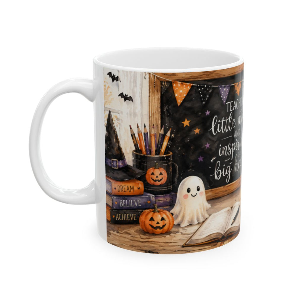 Teaching Little Minds Halloween Mug – Fall Teacher Coffee Cup | 11 oz & 15 oz