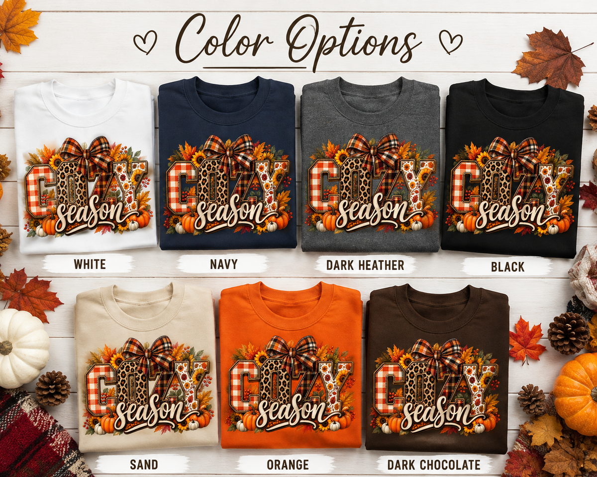 Cozy Season Sweatshirt – Plaid, Leopard & Pumpkin Fall Crewneck