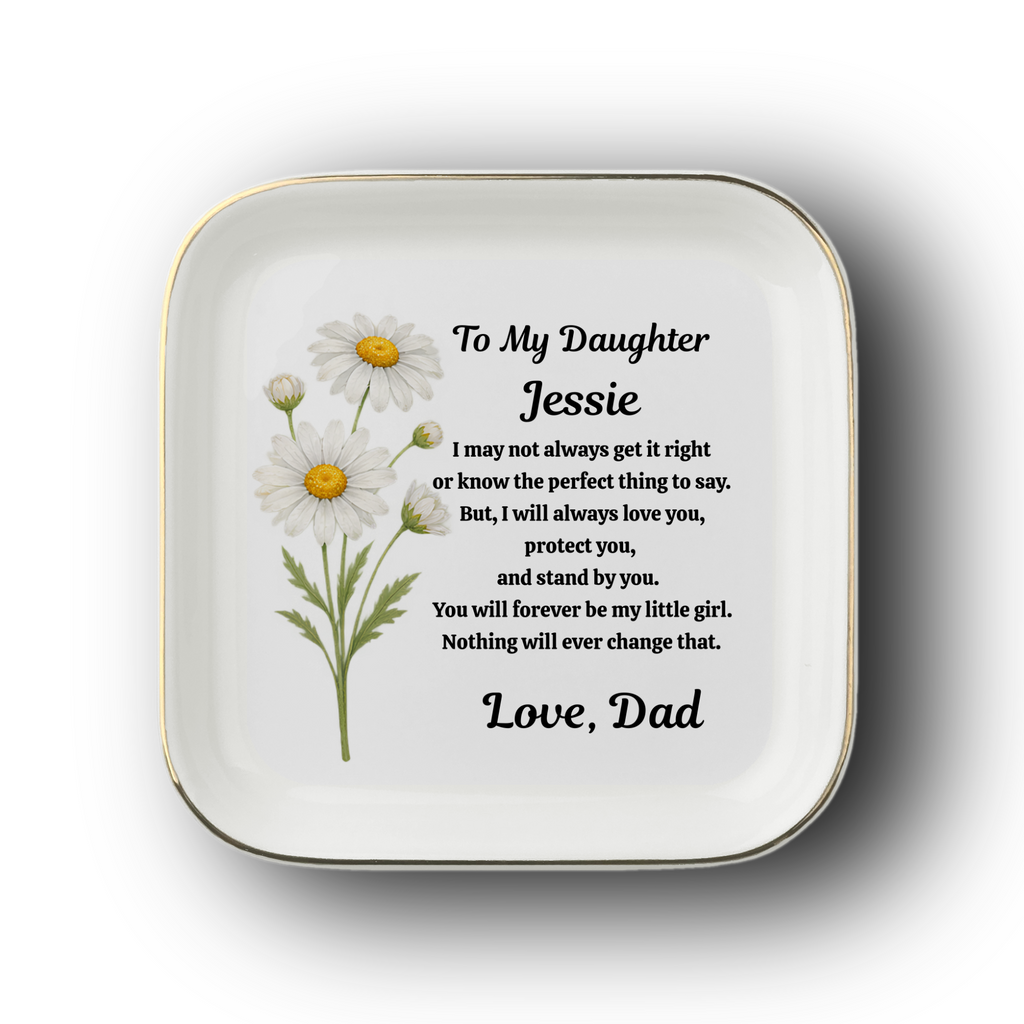 Personalized Daughter Keepsake Dish from Dad – Birth Flower - Sentimental
