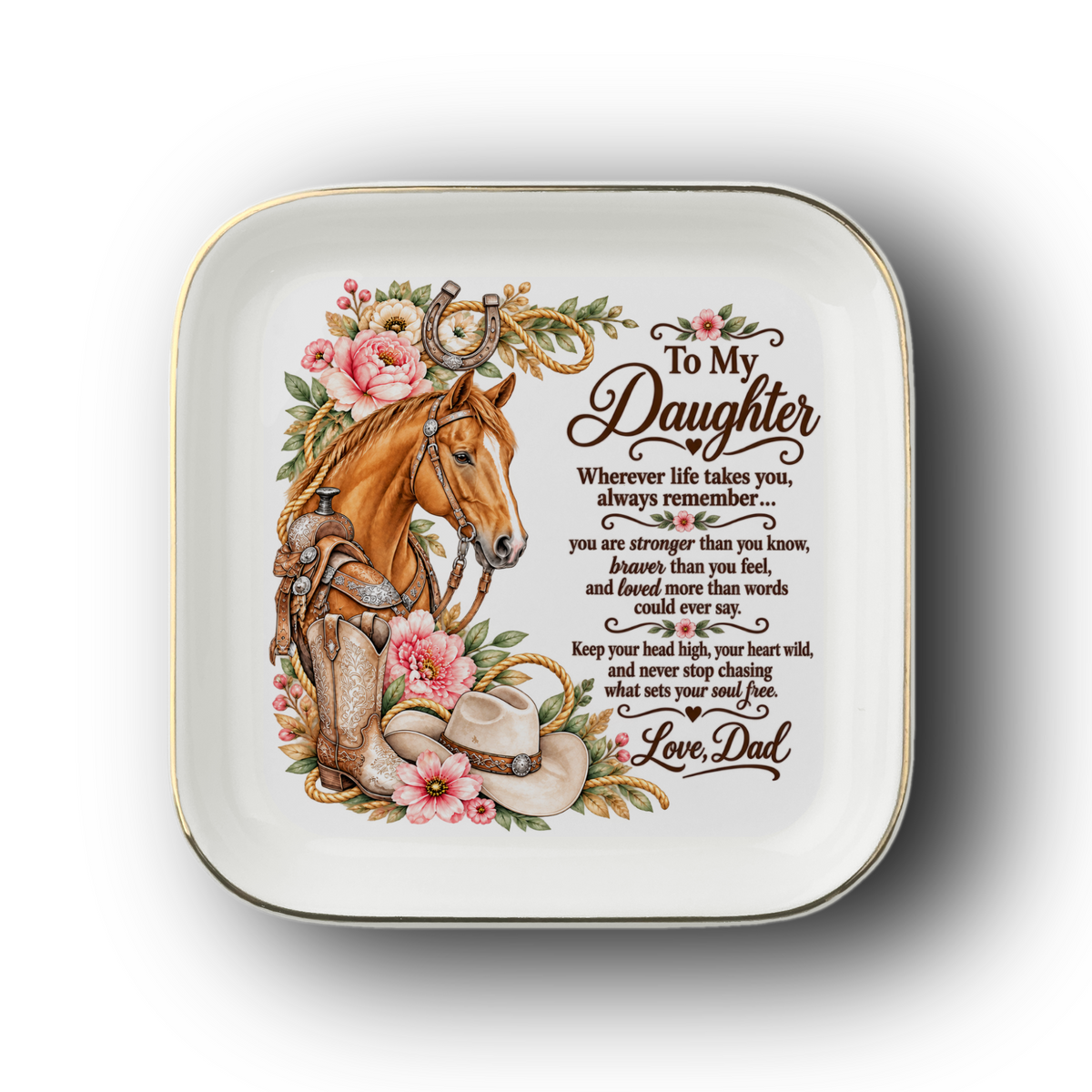 To My Daughter Western Horse Keepsake Plate — Gift From Dad