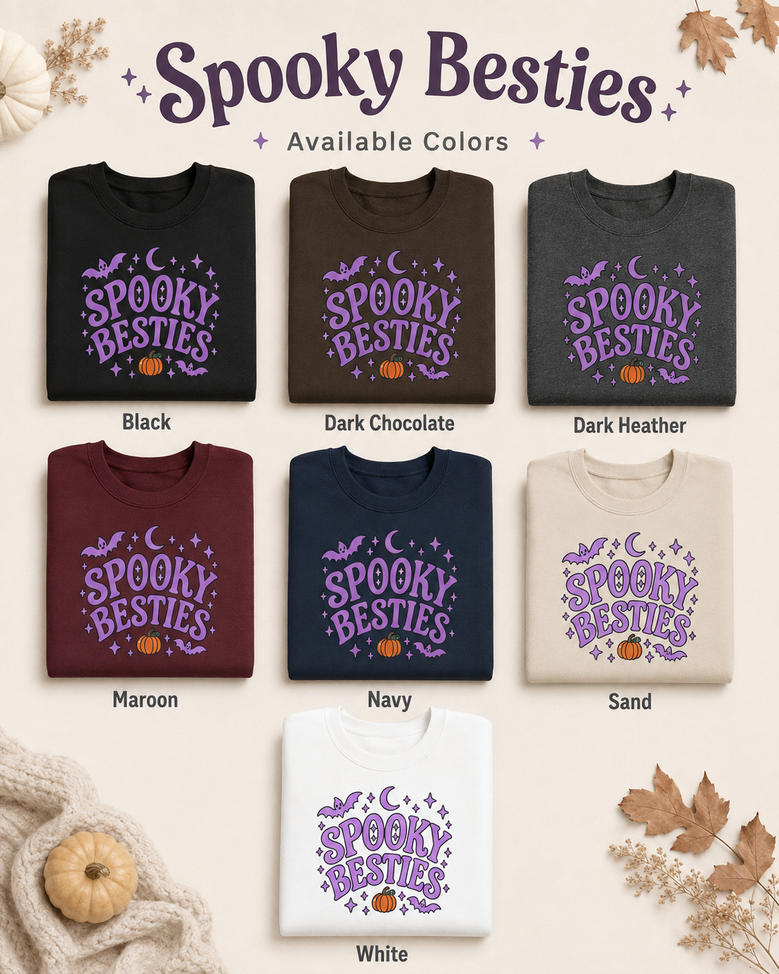 Spooky Besties Halloween Sweatshirt | Cute Matching Best Friend Crewneck |Heavy Blend™ Crewneck Sweatshirt