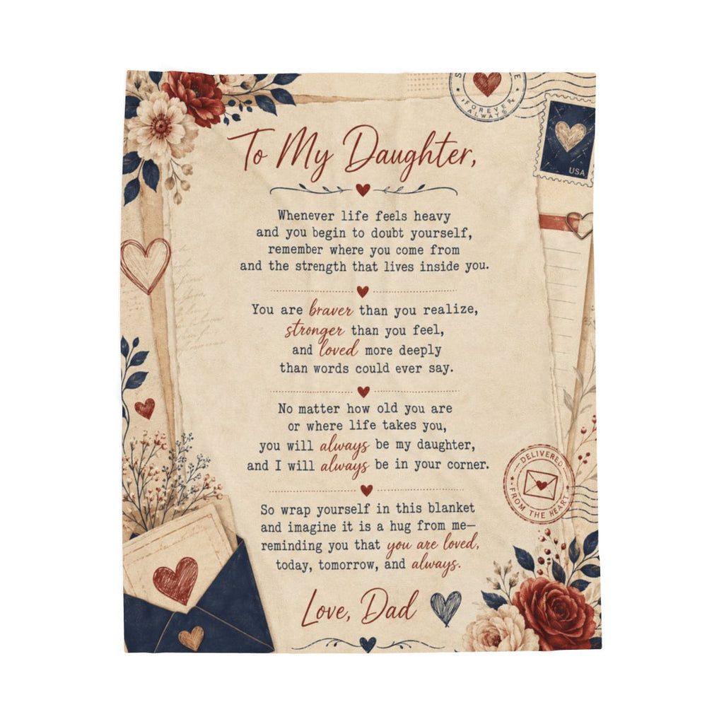 To My Daughter Sent With Love Blanket – Meaningful Gift from Dad, Inspirational Daughter Keepsake Blanket