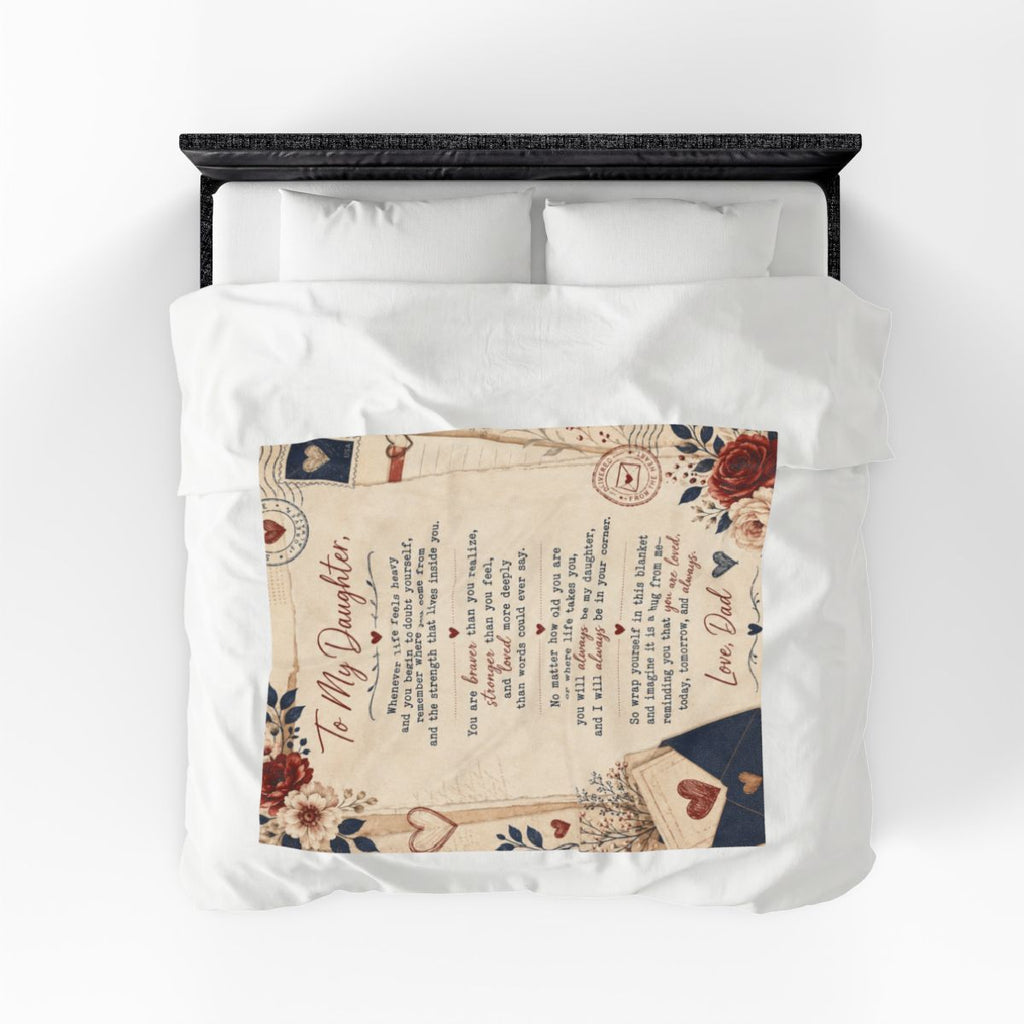 To My Daughter Sent With Love Blanket – Meaningful Gift from Dad, Inspirational Daughter Keepsake Blanket